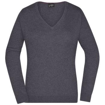 James & Nicholson Dámsky bavlnený sveter JN658 - Antracitový melír | L