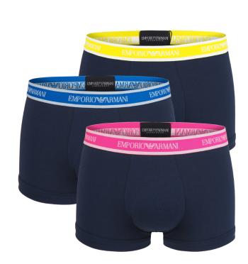 EMPORIO ARMANI - boxerky 3PACK stretch cotton fashion marine s farebným pásom - limited edition-XL (92-97 cm)