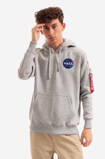 Mikina Alpha Industries Space Shuttle Hoody 178317.17, pánska, šedá farba, s kapucňou, s potlačou