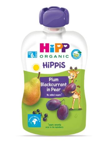 HiPP BIO 100% ovocie  Hruška - Čierne ríbezle - Slivka100 g, od 6. mesiaca