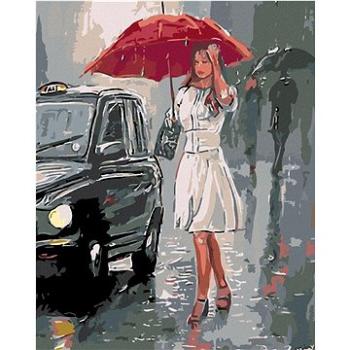 Maľovanie podľa čísel – Žena pri aute v daždi (HRAmal00188nad)
