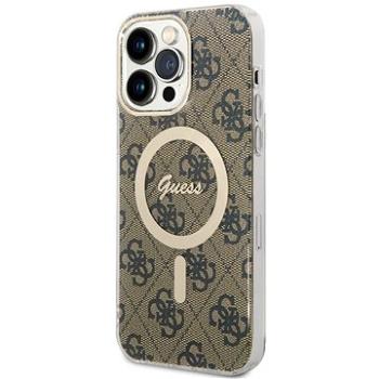 Guess 4G IML MagSafe Kompatibilný Zadný Kryt na iPhone 14 Pro Max Brown (GUHMP14XH4STW)