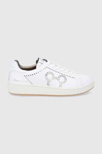 Kožená obuv MOA Concept biela farba, na plochom podpätku