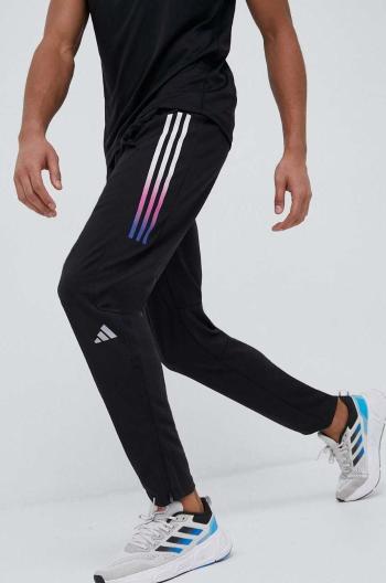 Bežecké nohavice adidas Performance Run Icons čierna farba, s potlačou