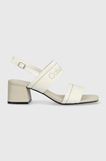 Sandále Calvin Klein SQUARED BLK HL SANDAL 45 HE biela farba, HW0HW01635