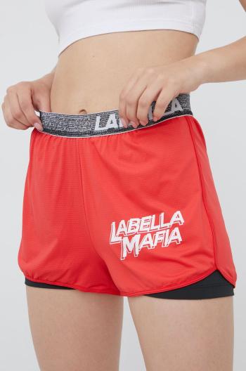 Tréningové šortky LaBellaMafia Sweat dámske, červená farba, s potlačou, vysoký pás