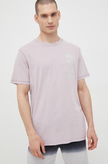 Bavlnené tričko Jack & Jones fialová farba, s potlačou