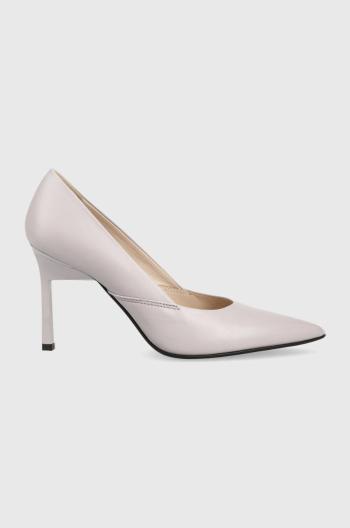 Kožené ihličky Calvin Klein GEO STILETTO PUMP 90 fialová farba, HW0HW01769