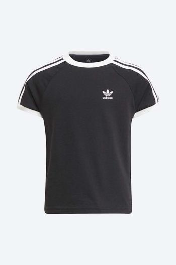 Detské bavlnené tričko adidas Originals 3STRIPES TEE čierna farba, s nášivkou