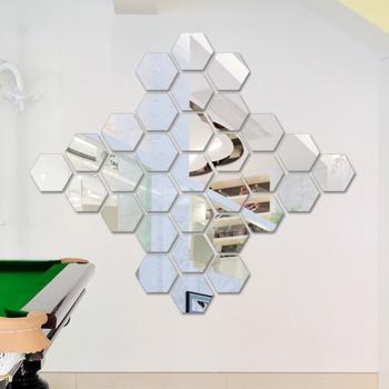 Zrkadlové samolepky na stenu-Hexagon KP16823