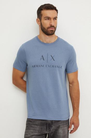 Bavlnené tričko Armani Exchange šedá farba, s potlačou