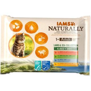 IAMS Naturally morské a suchozemské mäso v omáčke multipack 4× 85 g (8710255161624)
