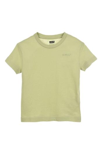 Detské bavlnené tričko Levi's zelená farba, jednofarebný
