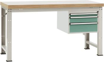 Manuflex WP5412.0001 Kompletný pracovný stôl základný PROFI štandard s masívnou bukovou doskou, ŠxHxH = 1500 x 700 x 840