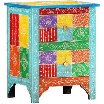 SHUMEE Ručne maľovaný nočný stolík 40 × 30 × 50 cm masívny mangovník, 286157