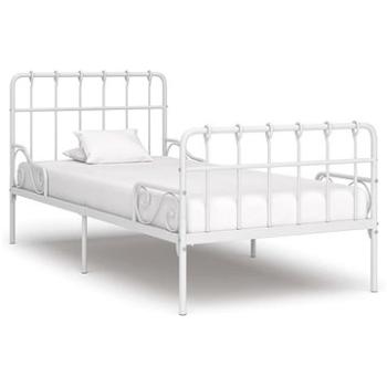 Rám postele s latkovým roštom biely kov 90 × 200 cm, 284601