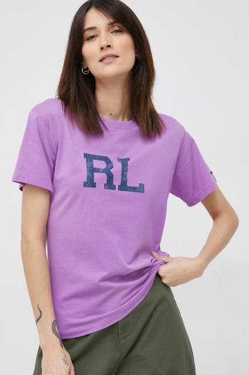 Bavlnené tričko Polo Ralph Lauren fialová farba