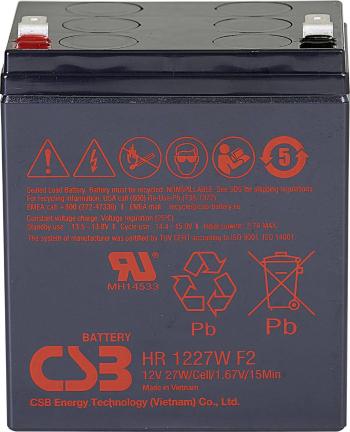 CSB Battery HR 1227W high-rate HR1227WF2 olovený akumulátor 12 V 6.2 Ah olovený so skleneným rúnom (š x v x h) 90 x 106