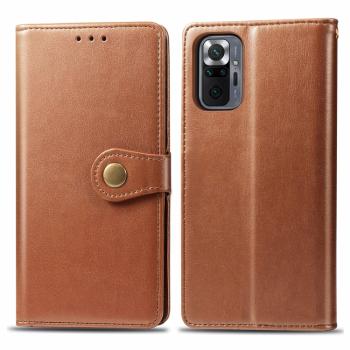 LEATHER BUCKLE Peňaženkový obal Xiaomi Redmi Note 10 Pro hnedý