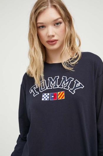 Bavlnené tričko s dlhým rukávom Tommy Jeans tmavomodrá farba