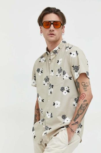 Košeľa Hollister Co. pánska, béžová farba, regular, s golierom button-down