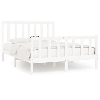 Rám postele biely masívne drevo 140 × 200 cm, 3106834