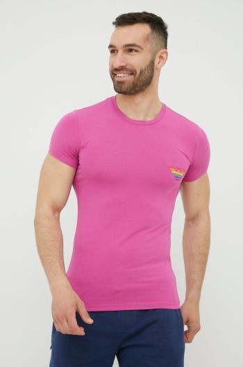Tričko Emporio Armani Underwear pánske, ružová farba, s potlačou