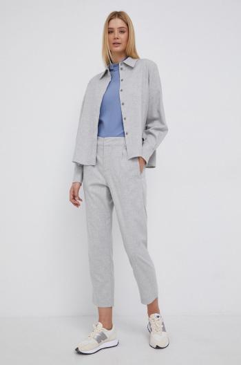 Nohavice Drykorn dámske, šedá farba, rovné, stredne vysoký pás