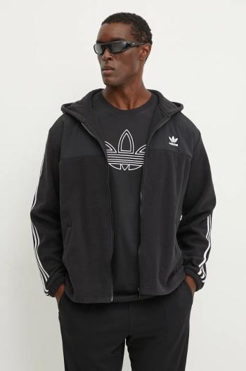 Fleecová mikina adidas Originals Fleece Hoodie čierna farba, s kapucňou, s nášivkou, IZ4802