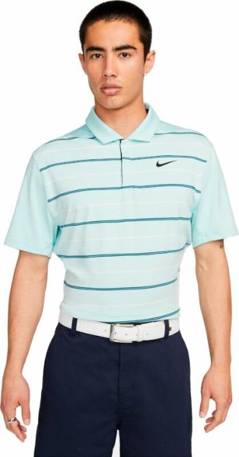 Nike Dri-Fit Tiger Woods Mens Striped Golf Polo Jade Ice/Geode Teal/Summit White/Black M