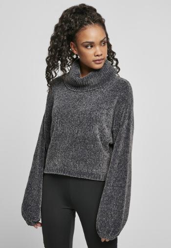 Urban Classics Ladies Short Chenille Turtleneck Sweater asphalt - 5XL