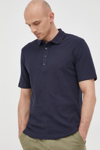 Bavlnené polo tričko Sisley tmavomodrá farba, jednofarebné