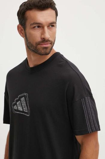 Bavlnené tričko adidas All SZN pánske, čierna farba, s nášivkou, IX1255