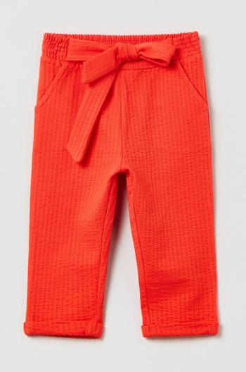 Detské bavlnené nohavice OVS červená farba, jednofarebné