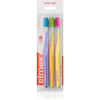 Elmex Swiss Made zubné kefky ultra soft Purple + Orange + Yellow 3 ks