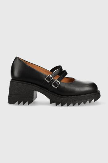 Kožené poltopánky Charles Footwear Kiara Mary Jane čierna farba, na platforme, Kiara.Mary.Jane.Loafer