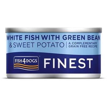 FISH4DOGS Konzerva pre psy Finest s bielou rybou, sladkými zemiakmi a zelenými fazuľkami 85 g (5056008815516)