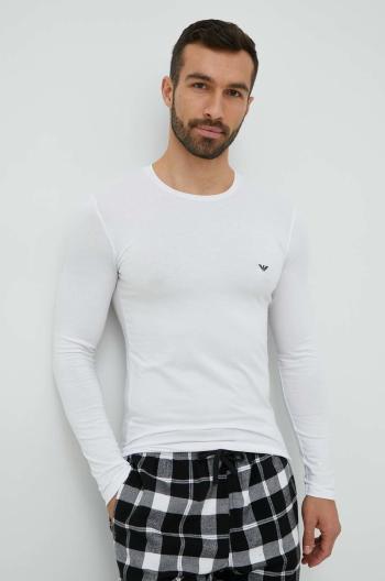 Tričko s dlhým rukávom Emporio Armani Underwear biela farba, jednofarebné