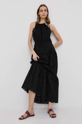 Bavlnené šaty MICHAEL Michael Kors čierna farba, maxi, áčkový strih