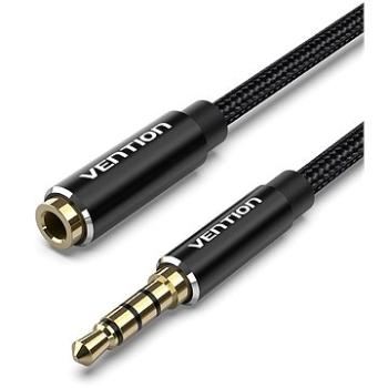 Vention Cotton Braided TRRS 3.5 mm Male to 3.5 mm Female Audio Extension 1 m Black Aluminum Alloy Ty (BHCBF)