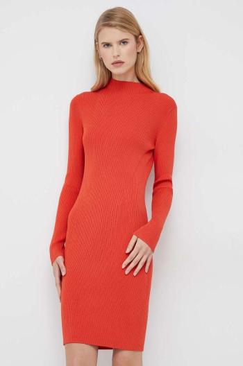 Šaty Calvin Klein oranžová farba, mini, priliehavá