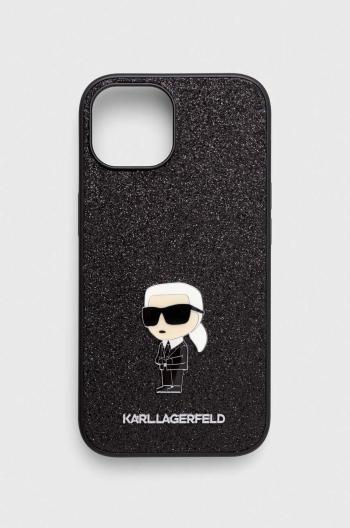 Puzdro na mobil Karl Lagerfeld iPhone 15 6.1 čierna farba