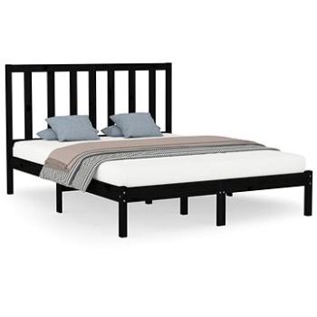 Rám postele čierny masívne drevo 140 × 200 cm, 3106772
