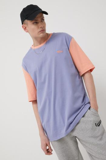 Bavlnené tričko Quiksilver fialová farba, jednofarebné