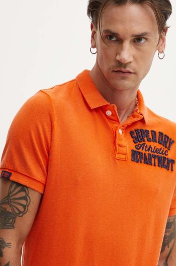 Bavlnené polo tričko Superdry oranžová farba, s nášivkou, M1110396A-TSW