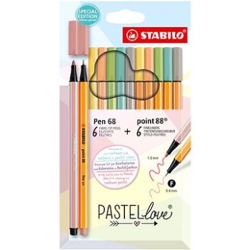 STABILO point 88 & STABILO Pen 68 – Pastellove – 12 ks súprava – 6 ks point 88, 6 ks Pen 68 (4006381594769)