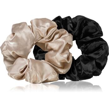 BrushArt Hair Large satin scrunchie set gumičky do vlasov Cream & Black (2 ks)