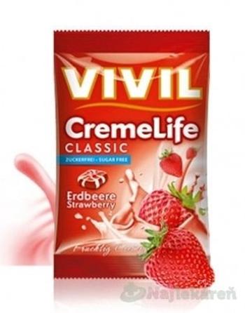 VIVIL BONBONS CREME LIFE CLASSIC s jahodovo-smotanovou príchuťou bez cukru 110 g