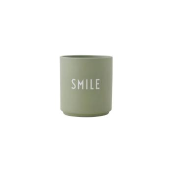 Svetlozelený porcelánový hrnček Design Letters Favourite Smile