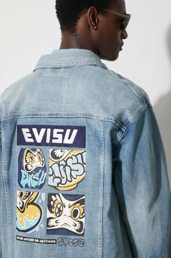 Rifľová bunda Evisu pánska, prechodná, oversize